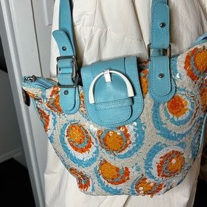Italian Designer Nuovedive Sequin & Leather Handbag